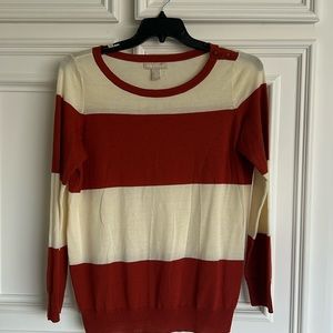Stripe rust and cream sweater from Banana Republic. Great to wear with jeans